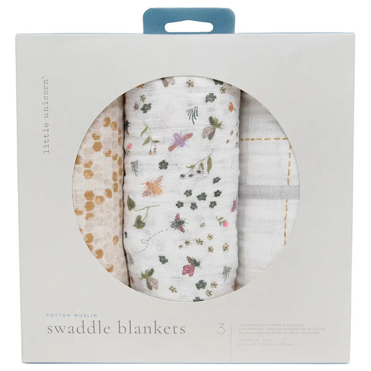 Little Unicorn 3-Pack Cotton Muslin Swaddle Set