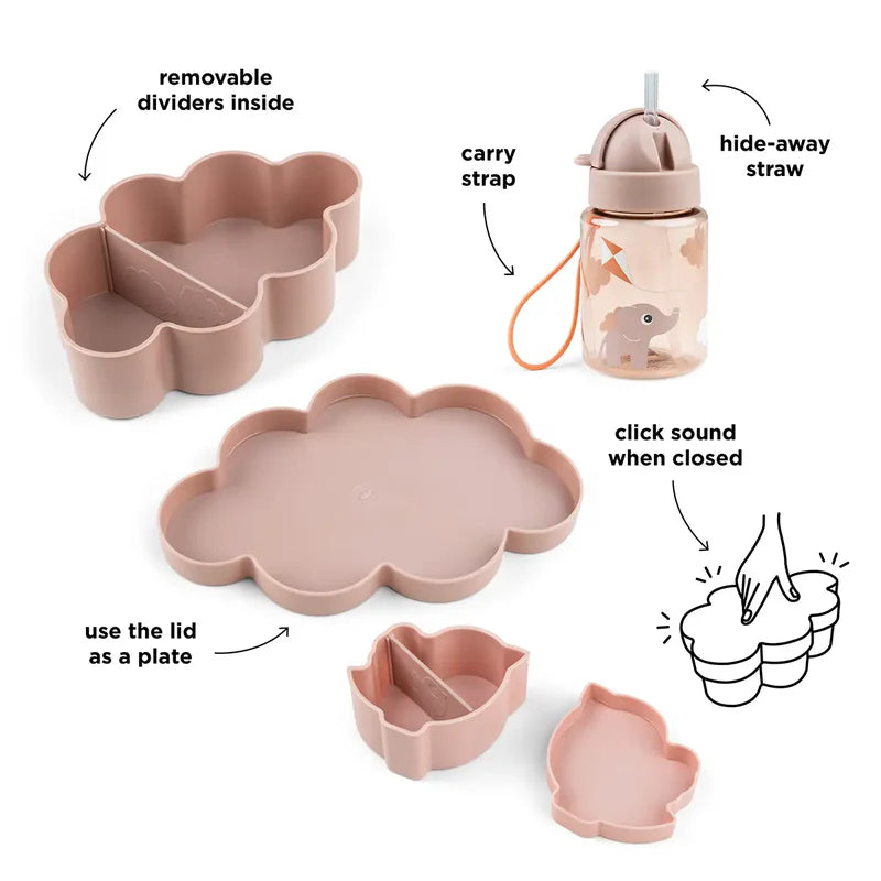 Done By Deer Lunch & Snack Box W/Straw Bottle Playground - Powder