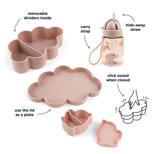 Done By Deer Lunch & Snack Box W/Straw Bottle Playground - Powder