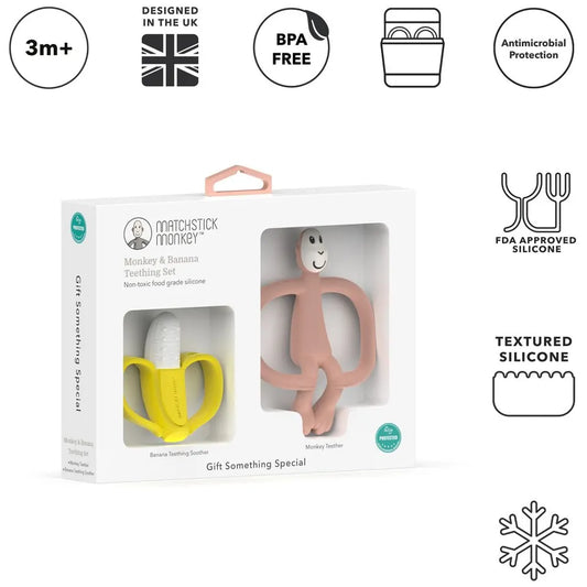 Matchstick Monkey Monkey And Banana Teething Gift Set - 2 Pcs