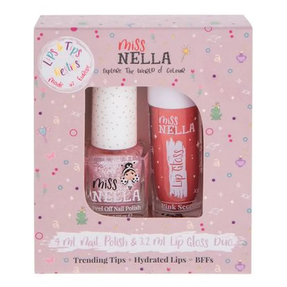 Miss Nella Itzy Glitzy Hippo Nail Polish & Pink Secret Lip Gloss