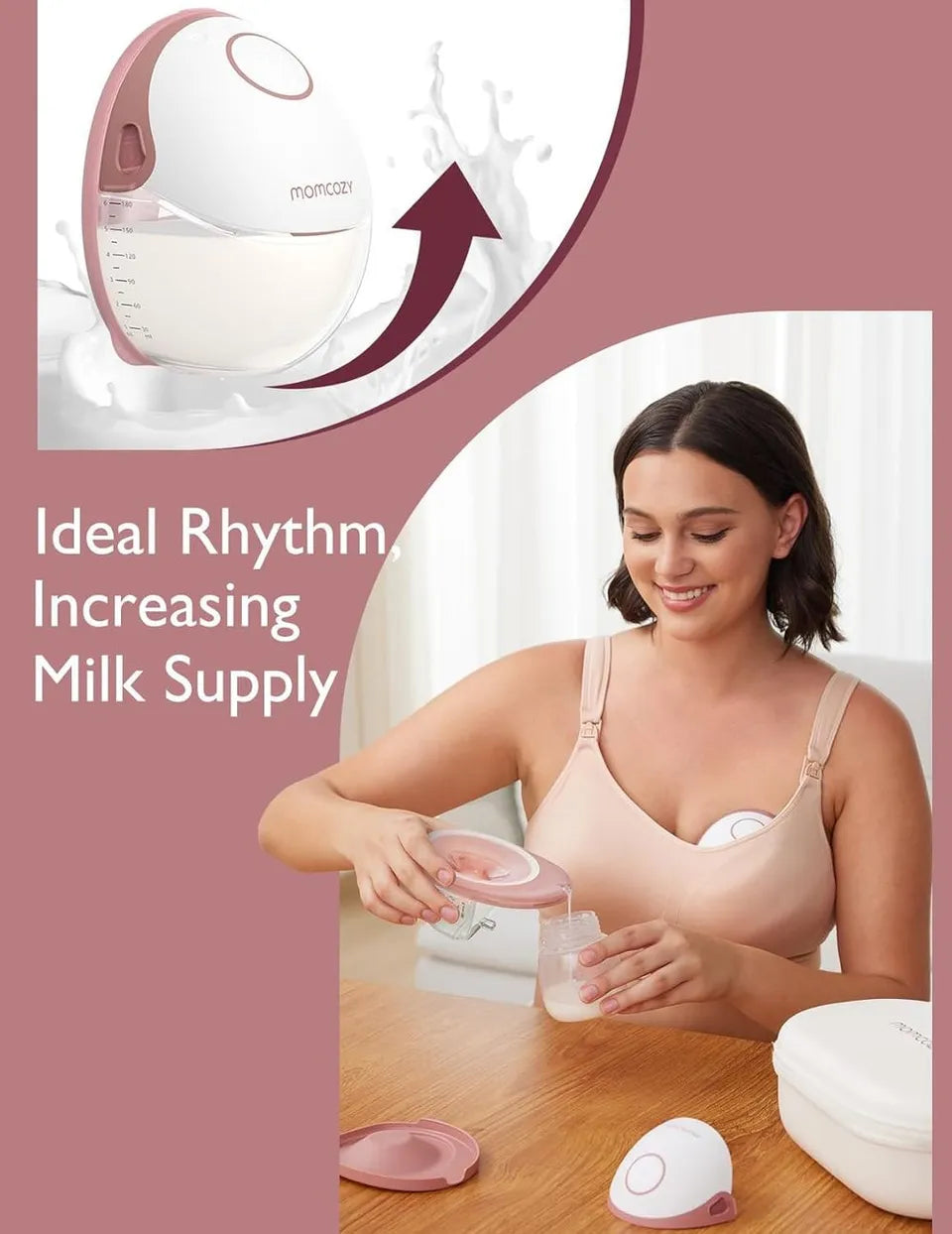 Momcozy Mobile Style Hands-Free Single Breast Pump M6 - Maroon