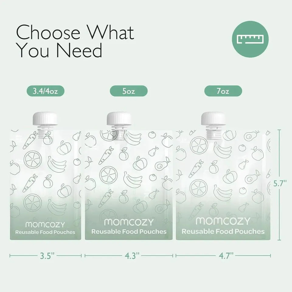 Momcozy Reusable Baby Food Pouches - Pack Of 10 - 207 ml