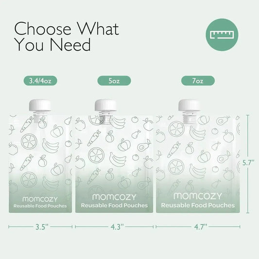 Momcozy Reusable Baby Food Pouches - Pack Of 10 - 207 ml