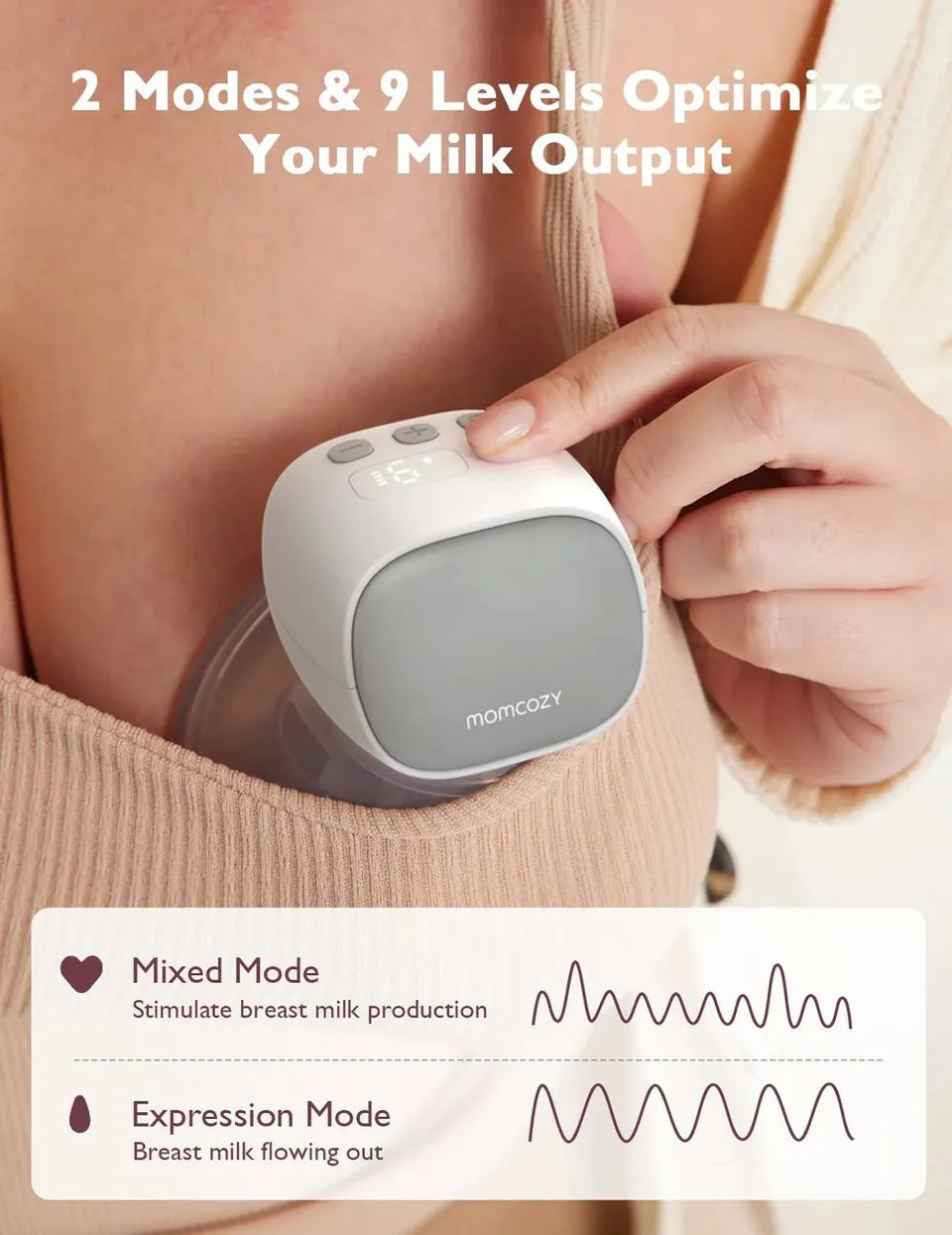 Momcozy - S9 Pro Wearable Breast Pump Set - Grey