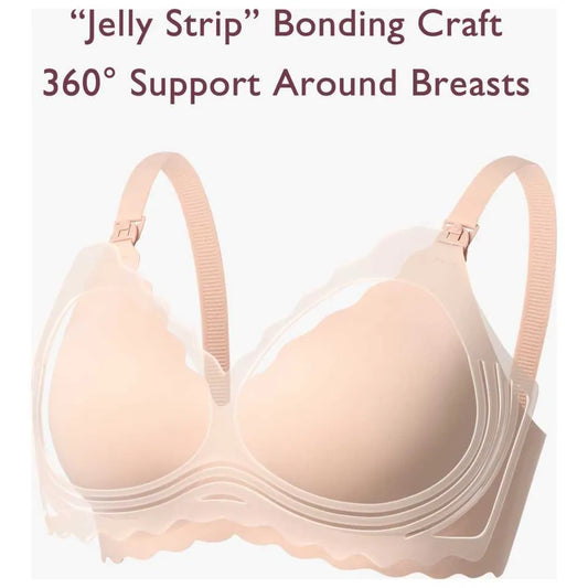 Momcozy Seamless Support Floral Nursing Bra - Oyster Pink
