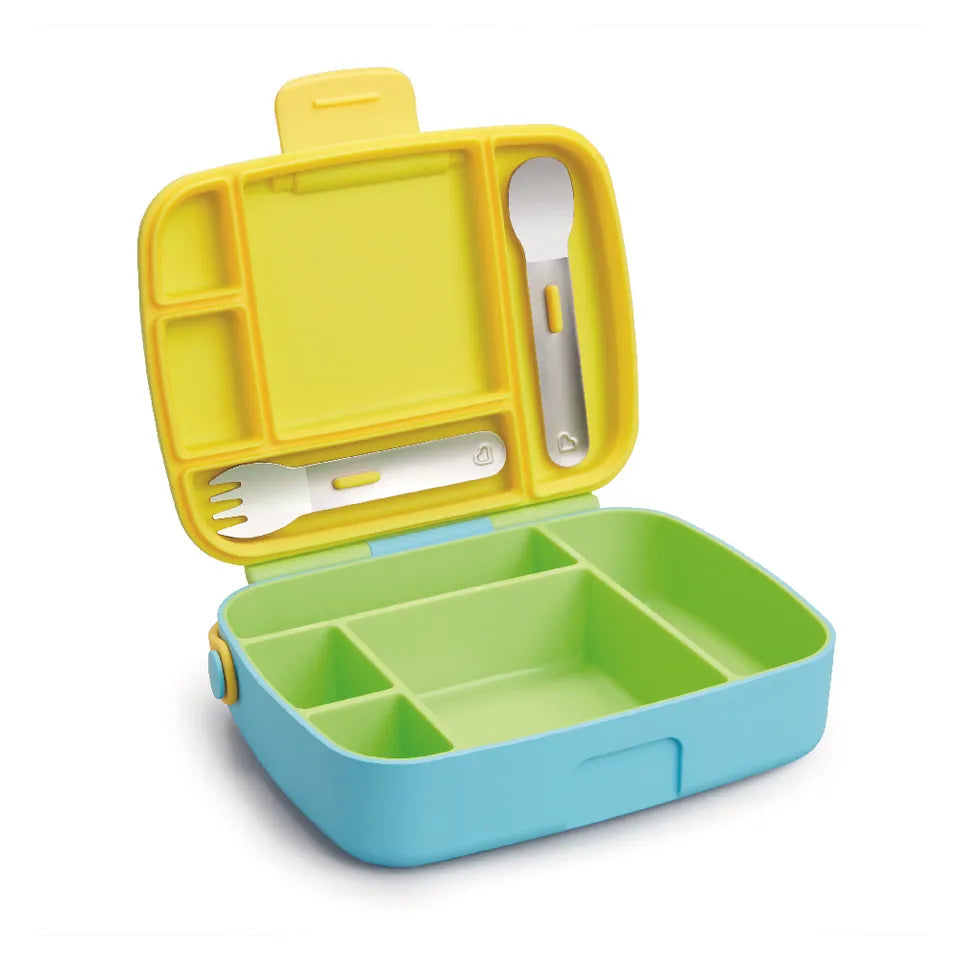Munchkin Lunch Bento Box with Stainless Steel Utensils - Green