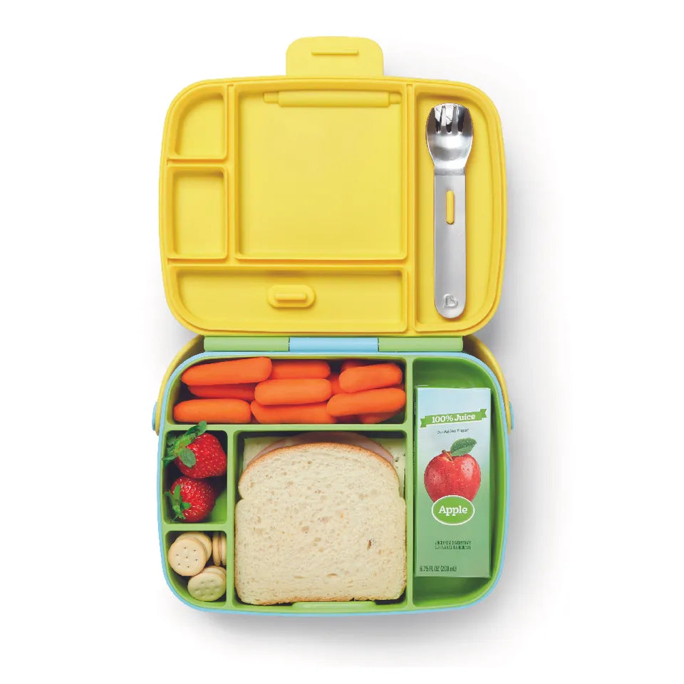 Munchkin Lunch Bento Box with Stainless Steel Utensils - Green