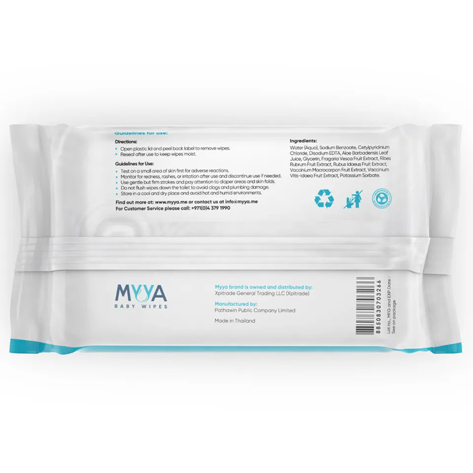 Myya Baby Wipes Single Pack - 80 wipes