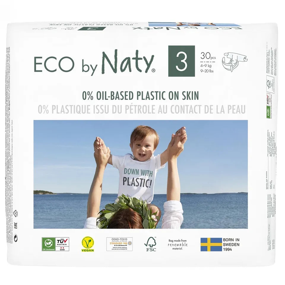 ECO BY NATY - Diapers Size 3, 30 pieces, (4-9 kg, 9-20 lbs)