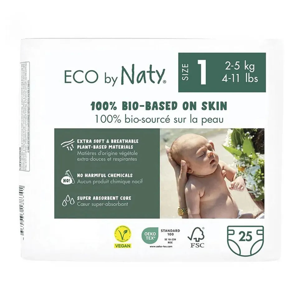 ECO BY NATY - Diapers Size 1, 25 pieces (2-5 kg, 4-11 lbs)