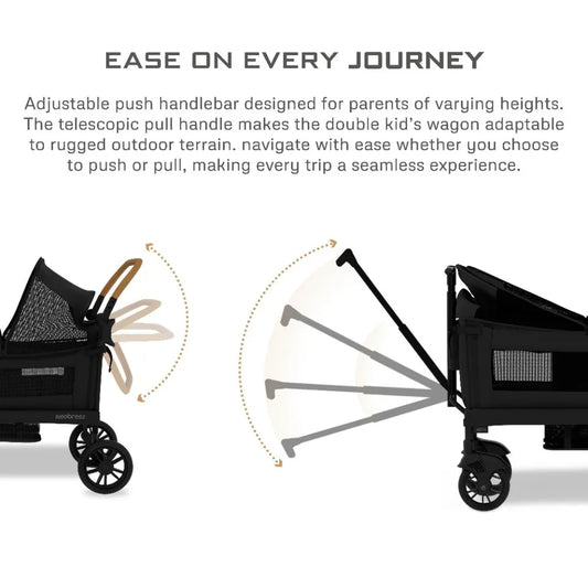 Neobreez ADVI Wagon Cargo Push & Pull Foldable Double Stroller - Black