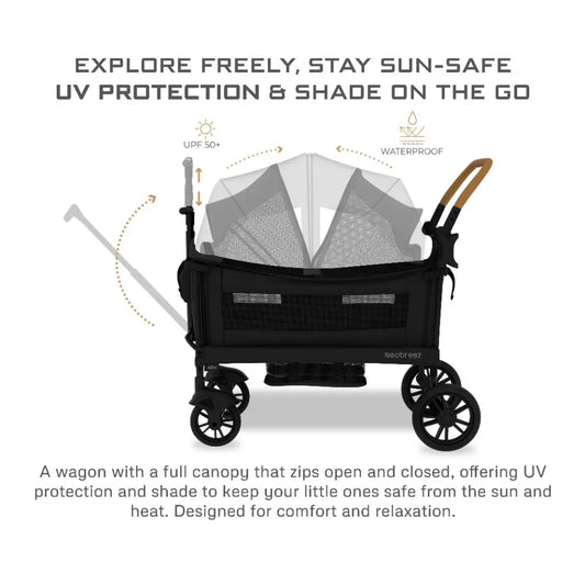 Neobreez ADVI Wagon Cargo Push & Pull Foldable Double Stroller - Black