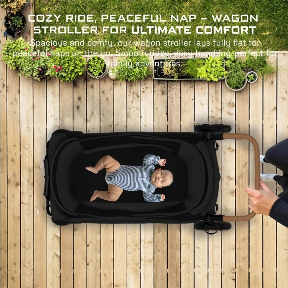 Neobreez ADVI Wagon Cargo Push & Pull Foldable Double Stroller - Black