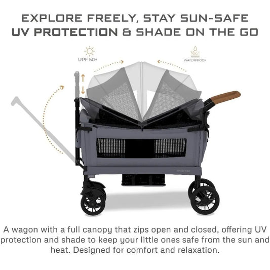 Neobreez ADVI Wagon Cargo Push & Pull Foldable Double Stroller - Dark Grey
