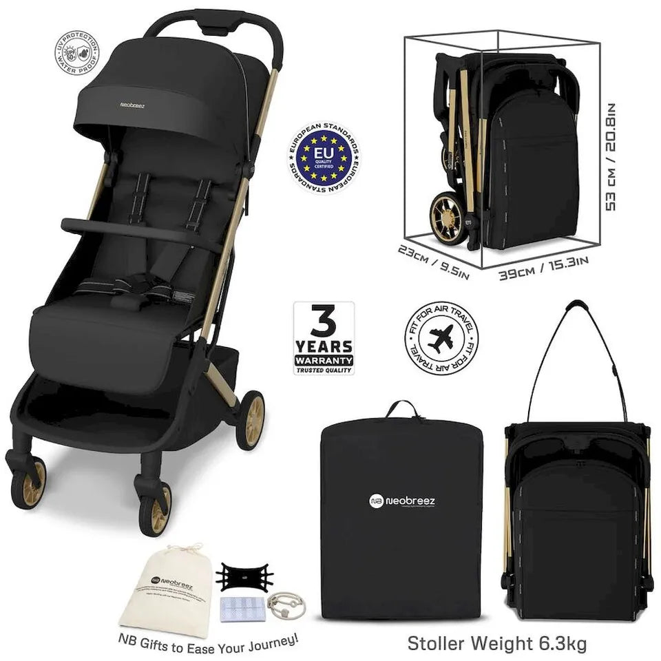 Neobreez Neolite Ultra-Lightweight Cabin Size Travel Stroller - Black