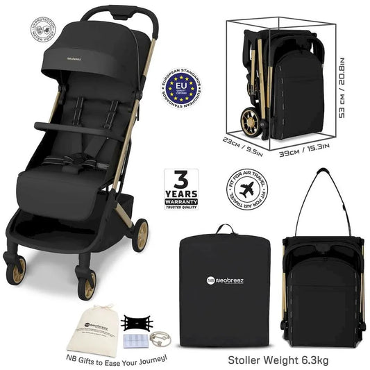 Neobreez Neolite Ultra-Lightweight Cabin Size Travel Stroller - Black
