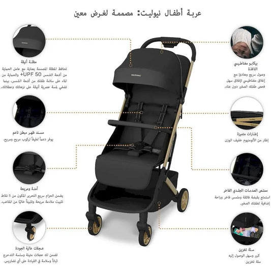 Neobreez Neolite Ultra-Lightweight Cabin Size Travel Stroller - Black