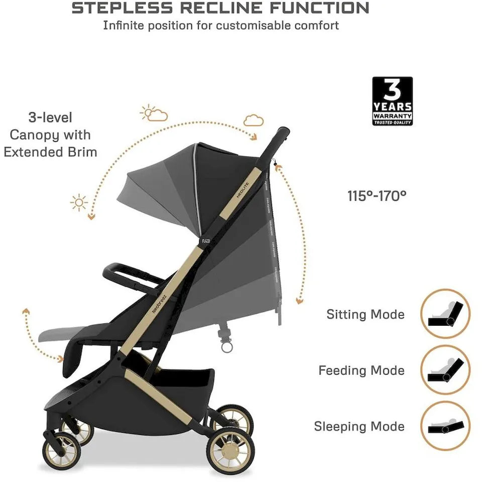 Neobreez Neolite Ultra-Lightweight Cabin Size Travel Stroller - Black