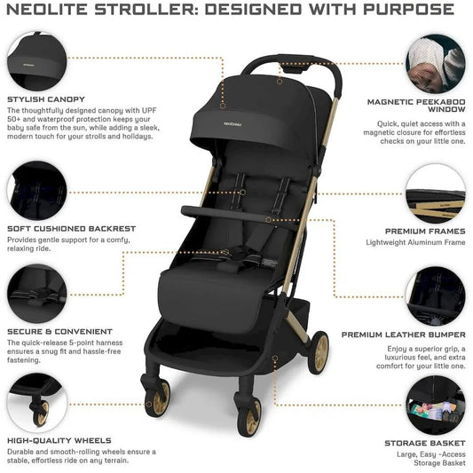 Neobreez Neolite Ultra-Lightweight Cabin Size Travel Stroller - Black
