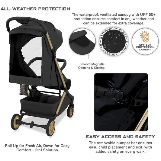 Neobreez Neolite Ultra-Lightweight Cabin Size Travel Stroller - Black