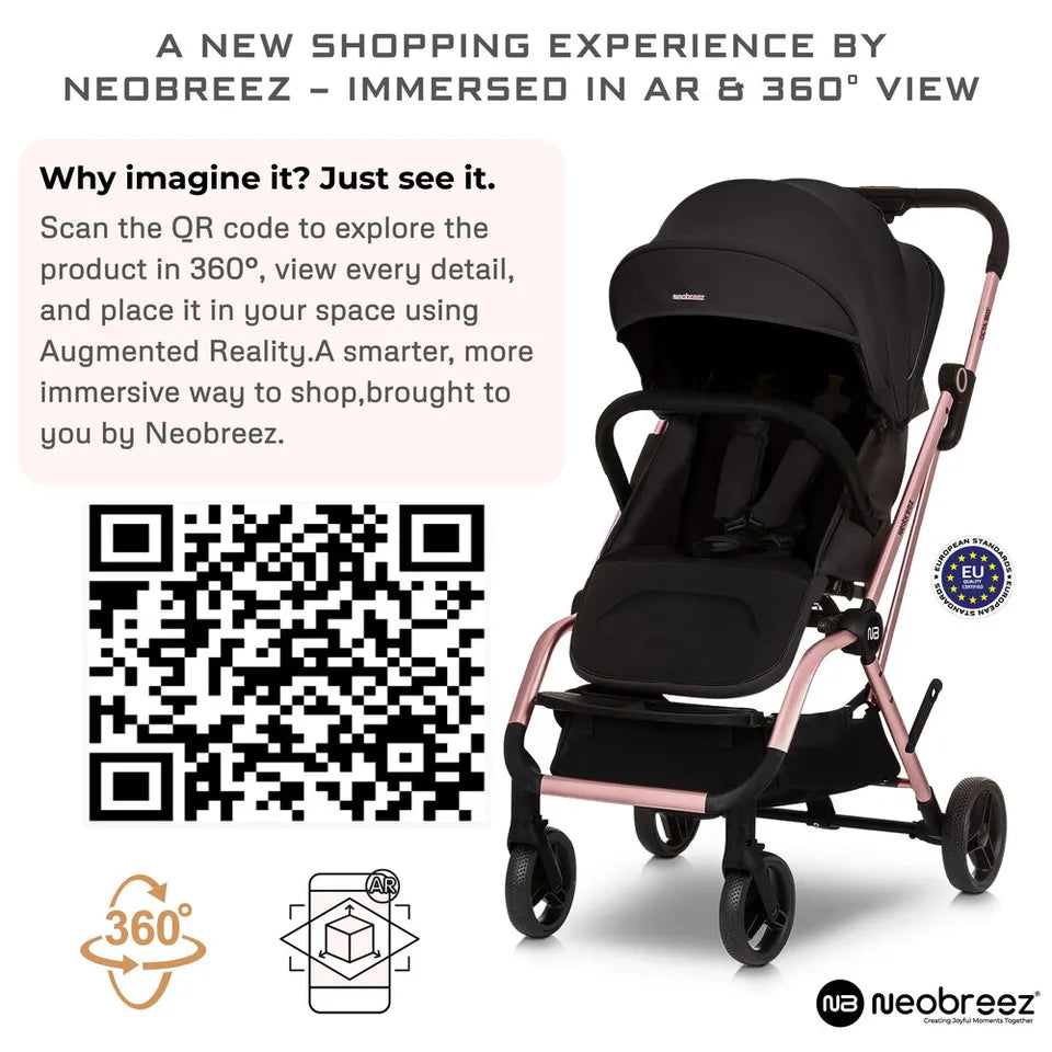 Neobreez Octa 360-Degree Rotate Lightweight Compact Travel Stroller - Black