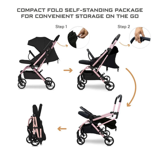 Neobreez Octa 360-Degree Rotate Lightweight Compact Travel Stroller - Black