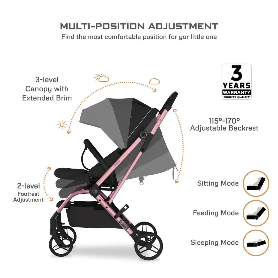 Neobreez Octa 360-Degree Rotate Lightweight Compact Travel Stroller - Black