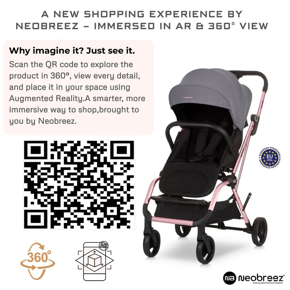 Neobreez Octa 360-Degree Rotate Lightweight Compact Travel Stroller - Grey