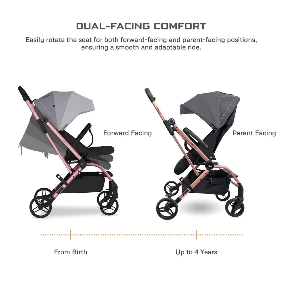 Neobreez Octa 360-Degree Rotate Lightweight Compact Travel Stroller - Grey