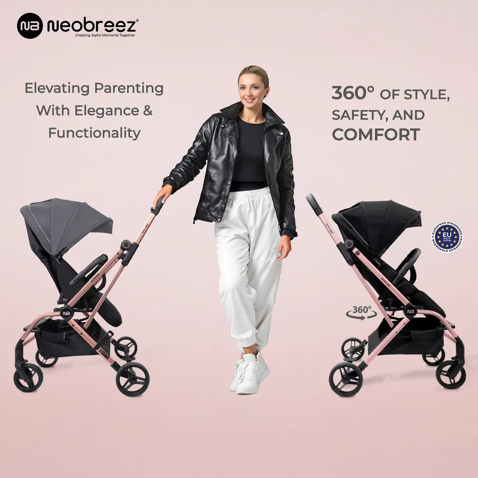 Neobreez Octa 360-Degree Rotate Lightweight Compact Travel Stroller - Grey