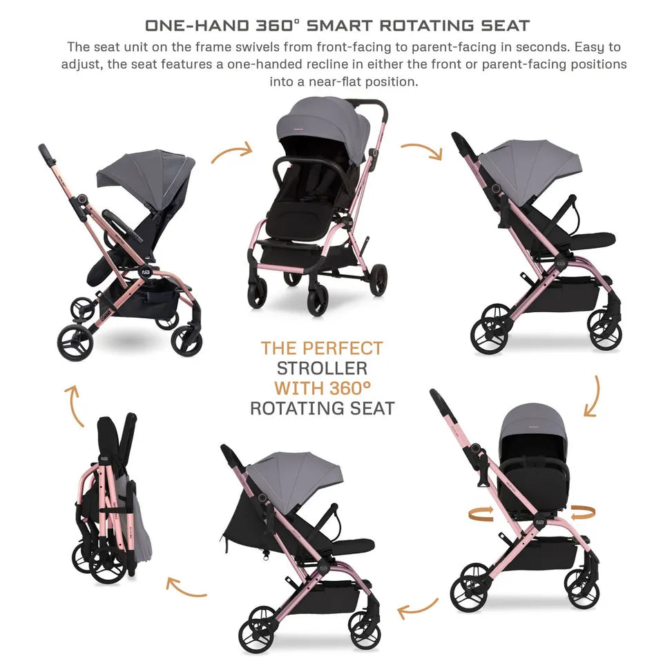 Neobreez Octa 360-Degree Rotate Lightweight Compact Travel Stroller - Grey