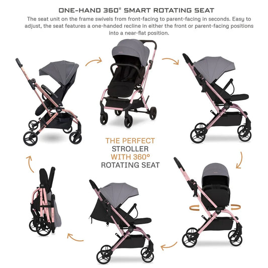 Neobreez Octa 360-Degree Rotate Lightweight Compact Travel Stroller - Grey