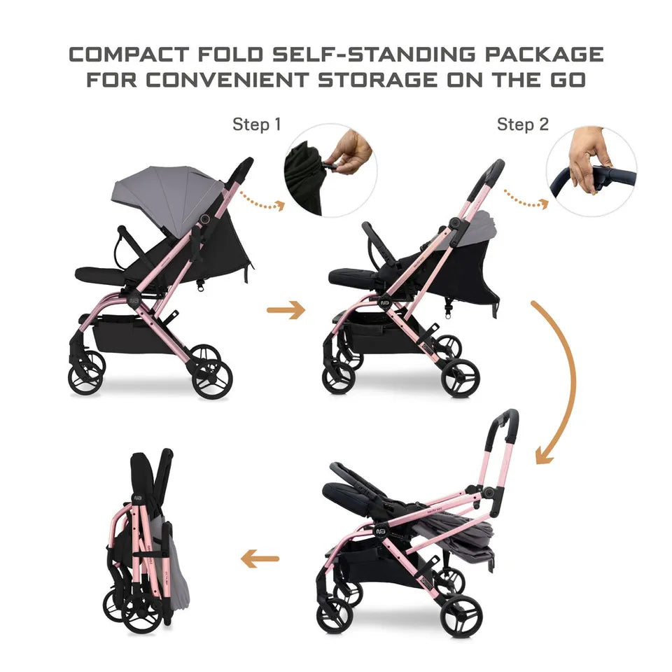 Neobreez Octa 360-Degree Rotate Lightweight Compact Travel Stroller - Grey