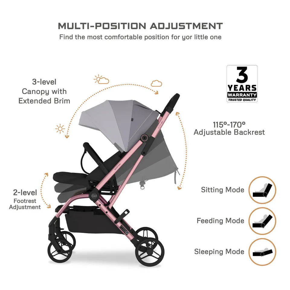 Neobreez Octa 360-Degree Rotate Lightweight Compact Travel Stroller - Grey