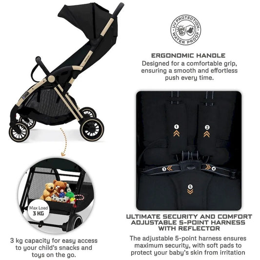 Neobreez Theta Auto Fold Compact Lightweight Travel Stroller - Black