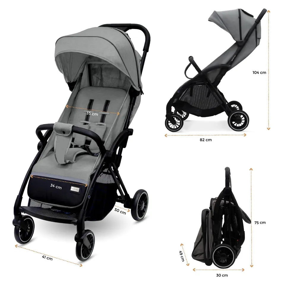 Neobreez Theta Auto Fold Compact Lightweight Travel Stroller - Grey