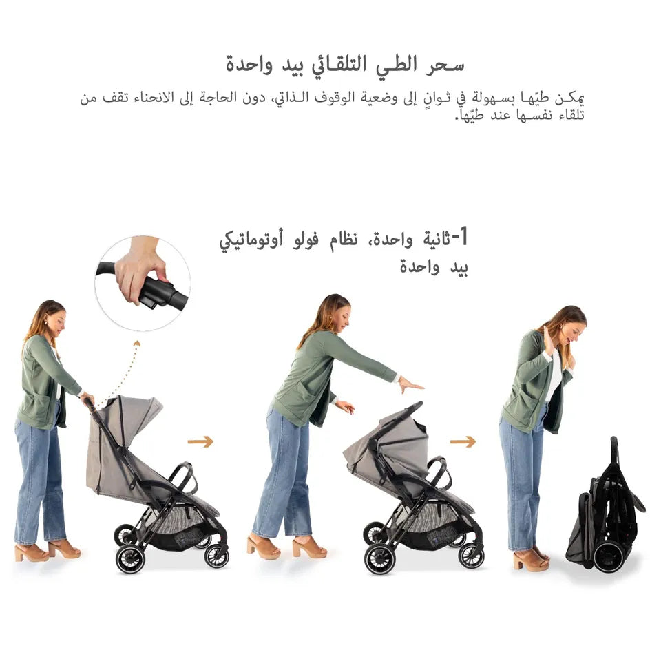 Neobreez Theta Auto Fold Compact Lightweight Travel Stroller - Grey