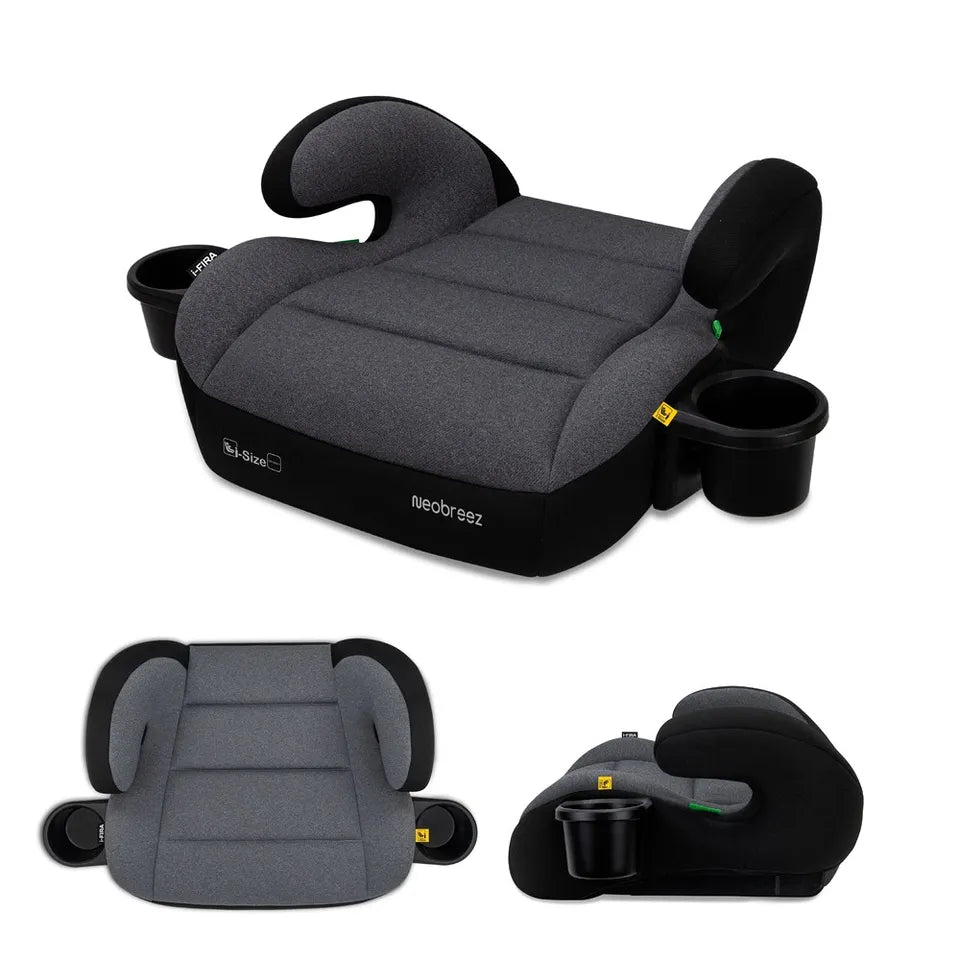 Neobreez i-Fira i-Size Backless Booster Seat W/ 2 Cup Holders - Grey/Black