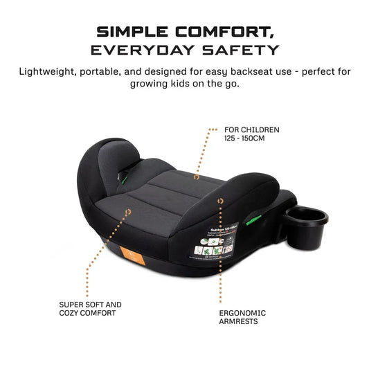 Neobreez i-Fira i-Size Backless Booster Seat W/ 2 Cup Holders - Grey/Black