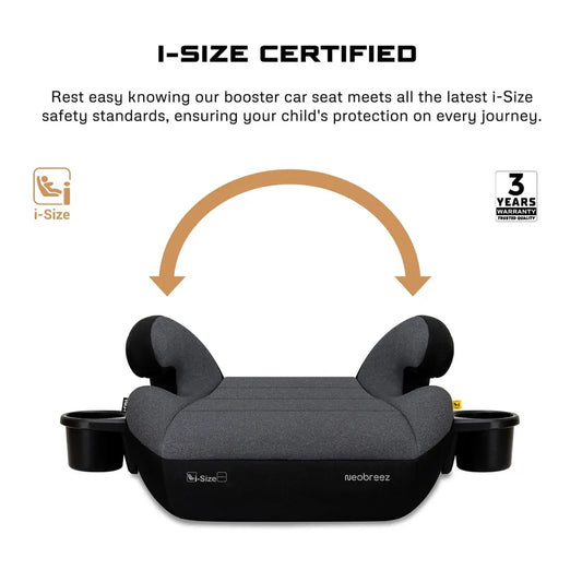 Neobreez i-Fira i-Size Backless Booster Seat W/ 2 Cup Holders - Grey/Black