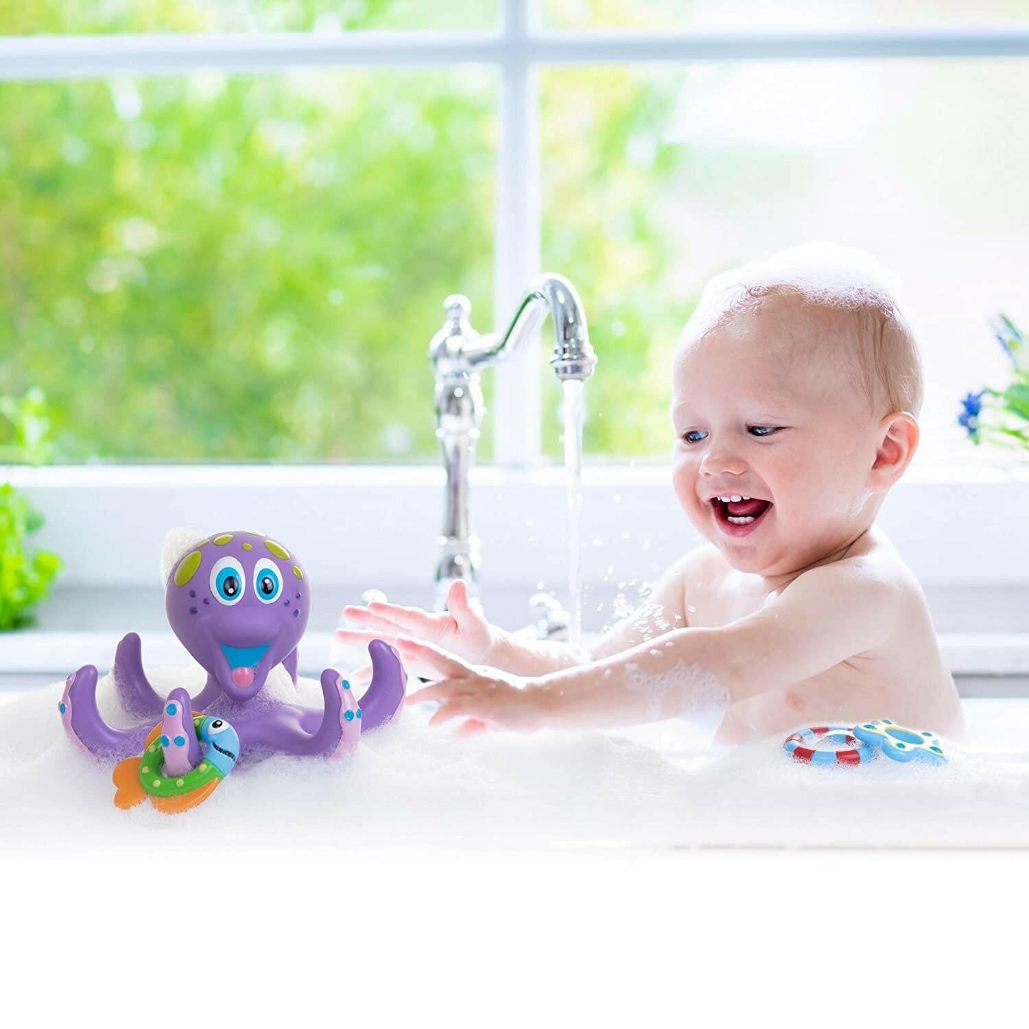 Nuby Floating Purple Octopus Interactive Bath Toy