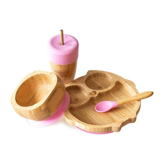 Eco Rascals Owl Bamboo Weaning Gift Set – Pink