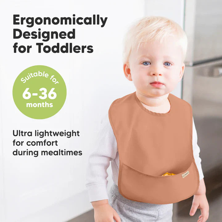 Keababies 3-Pack Presto Waterproof Bibs, Fawn