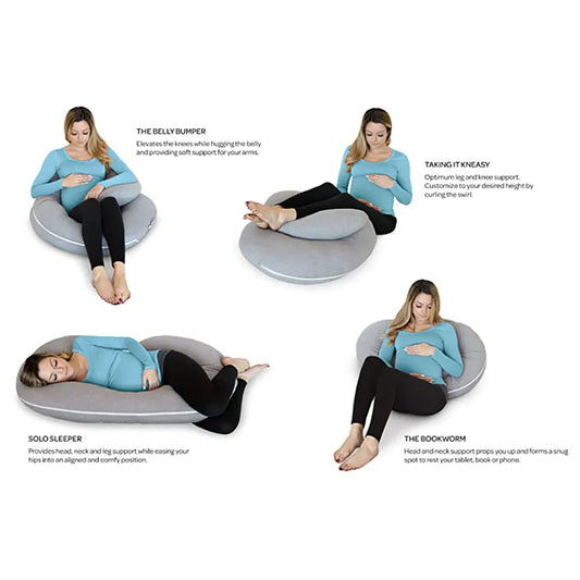 PharMedoc Cooling Crescent Full Body Pillow - Dark Grey Cooling Fabric