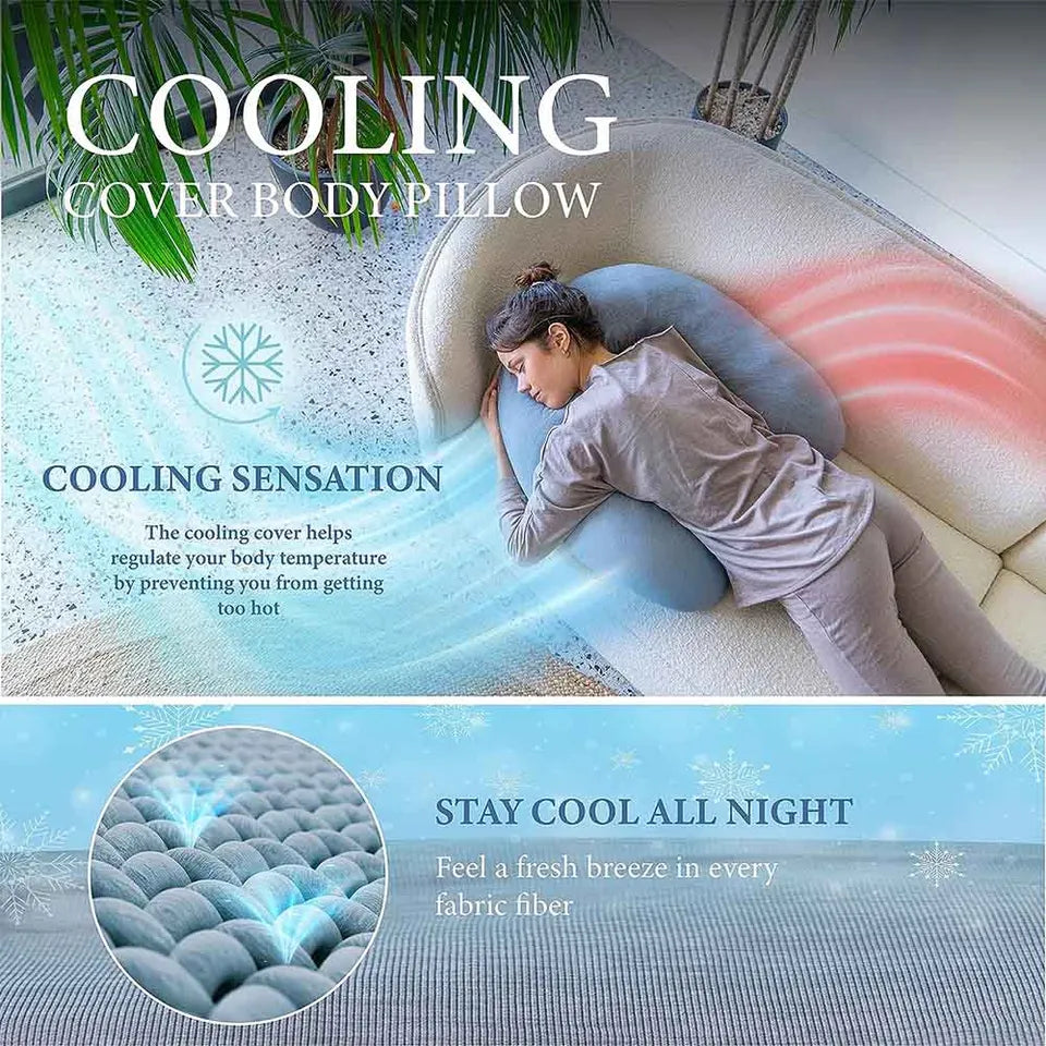 Pharmedoc Cooling Crescent Full Body Pillow - Dark Grey Cooling Fabric