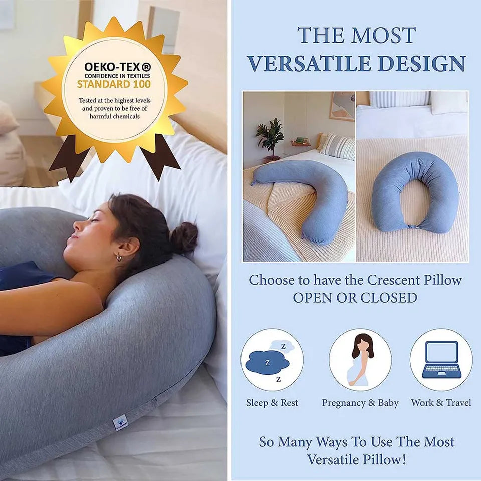 Pharmedoc Cooling Crescent Full Body Pillow - Dark Grey Cooling Fabric