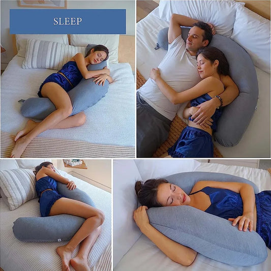 Pharmedoc Cooling Crescent Full Body Pillow - Dark Grey Cooling Fabric
