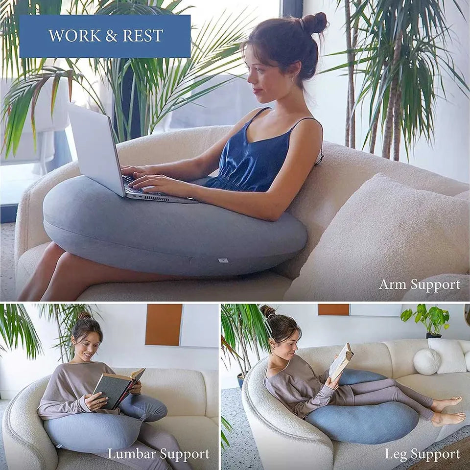 Pharmedoc Cooling Crescent Full Body Pillow - Dark Grey Cooling Fabric