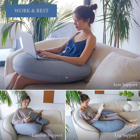 Pharmedoc Cooling Crescent Full Body Pillow - Dark Grey Cooling Fabric